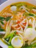 Banh Canh with Shrimp, Ground Pork, Pork Paste, and Quail Eggs