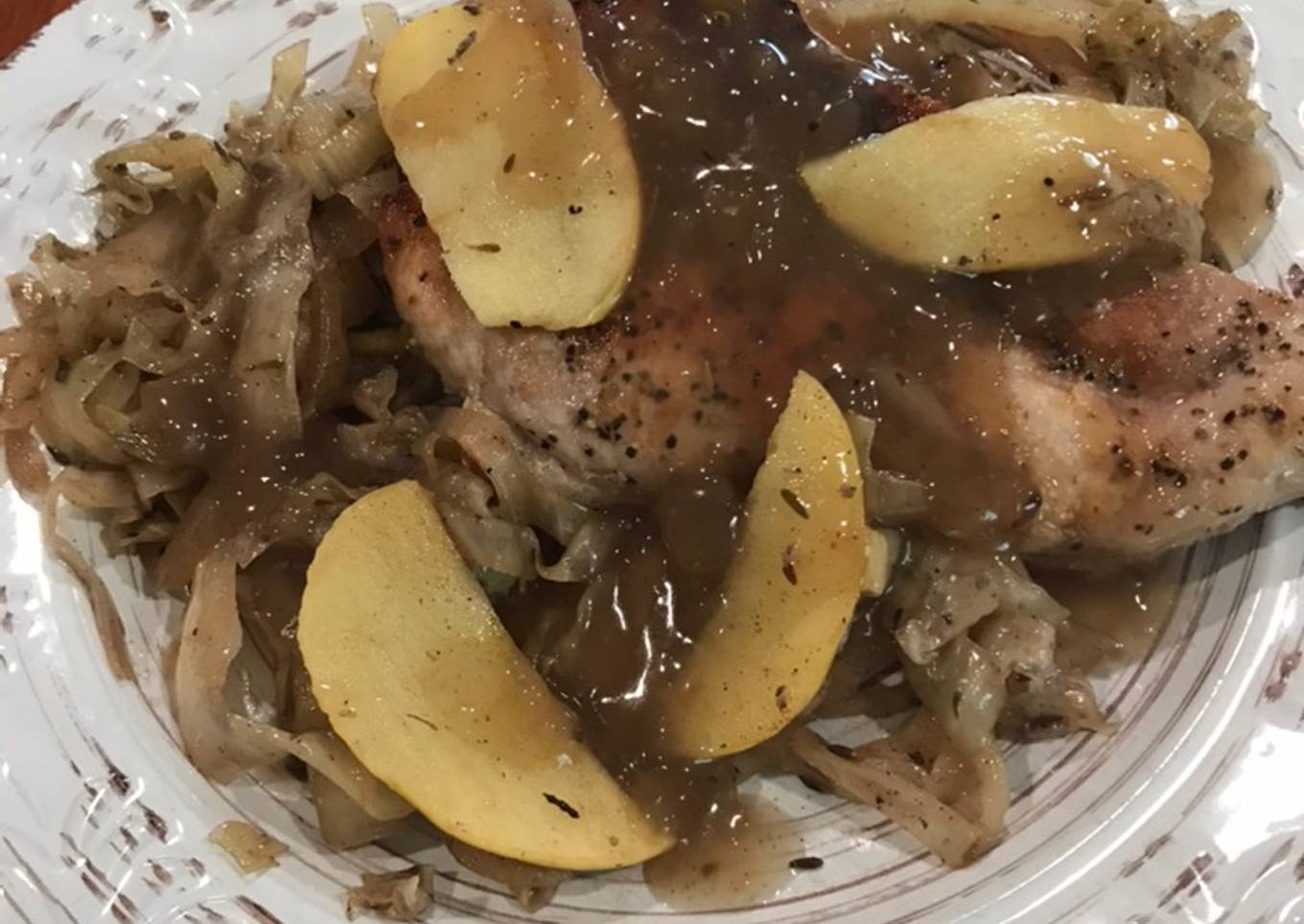 Pork with Apples, Cabbage, and Fennel