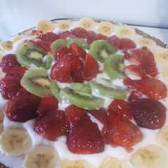 Una foto de Tarta frutal sin harina de trigo y sin azúcar
