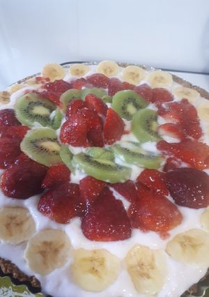Una foto de Tarta frutal sin harina de trigo y sin azúcar