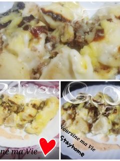 صورة لوصفة غراتان بطاطا باللحم المفروم وصلصة البشاميل خفة وبنة لاتقاوم ❤️