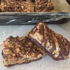 A picture of Chocolate Coated No-Bake Granola Bars.