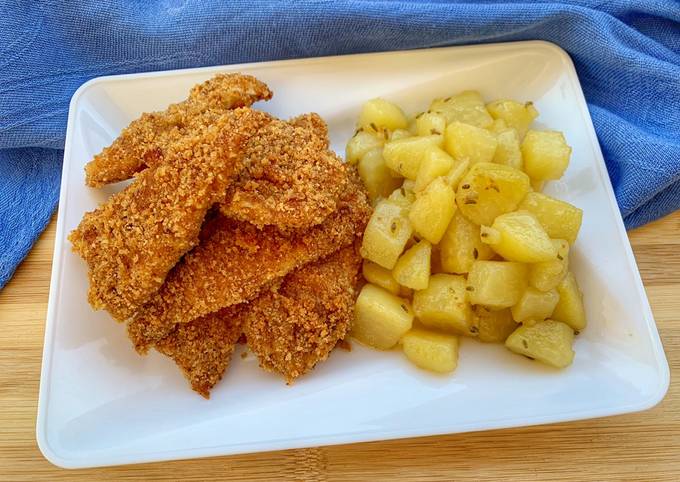 Pollo croccante al forno con patate ai semi di finocchio