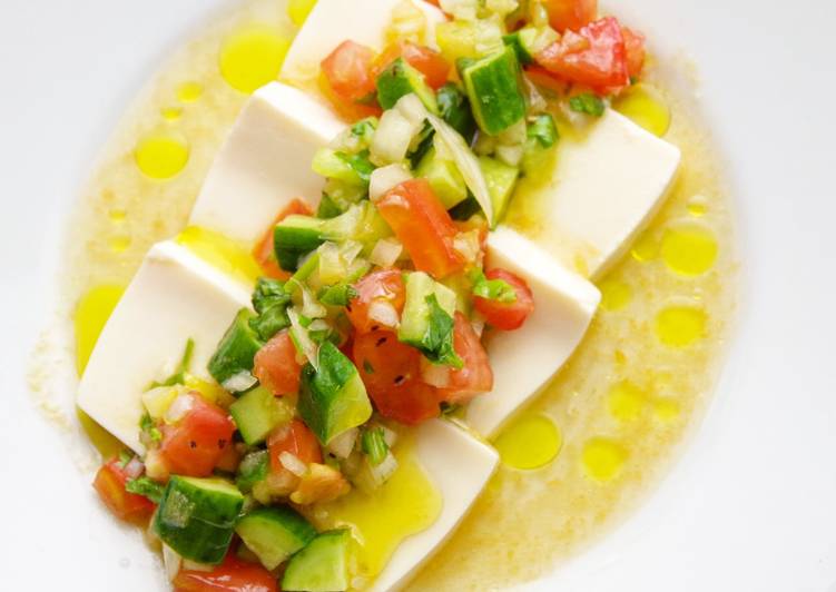 Recipe of Quick Tofu with summer veggies &amp;  olive oil ✨🍅