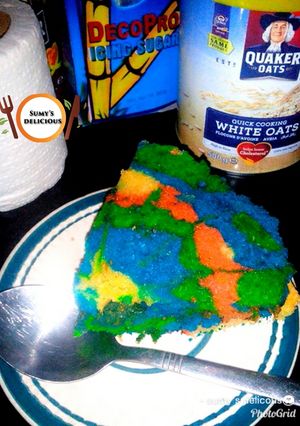 A picture of Rainbow cake.