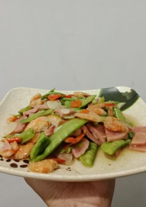 Foto resep Tumis kacang kapri + udang