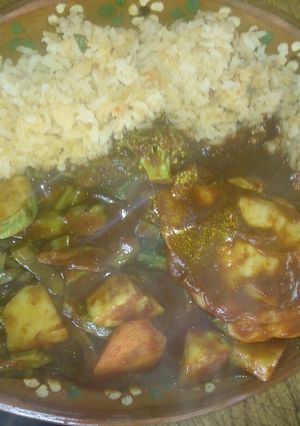A picture of Easy Chicken Mixiote in Adobo with Vegetables.