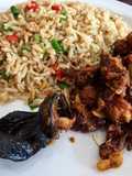 Coconut rice with sauced beef