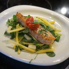A picture of Salmon Salad Coriander Sauce.