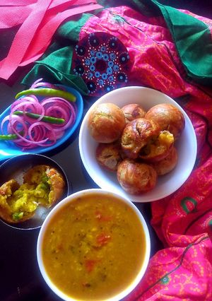 A picture of Dal stuffed bati.