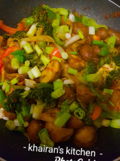 Stir fry Mushroom and broccoli ainihin hoton girkin