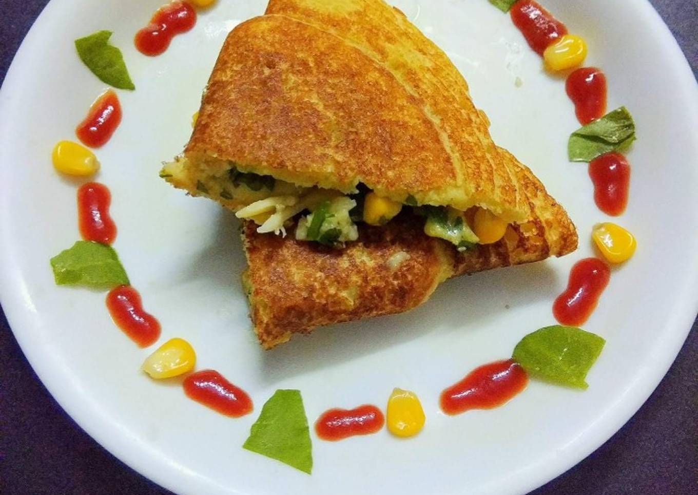 Cheese Corn Dosa Sandwich