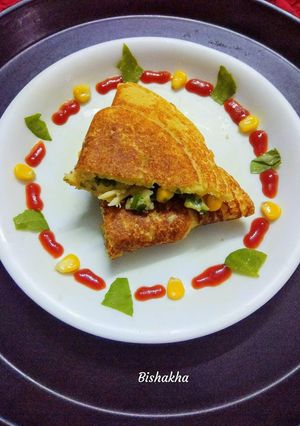 A picture of Cheese Corn Dosa Sandwich.