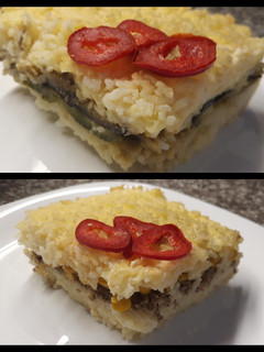 Una foto de Suflé de arroz con relleno variado