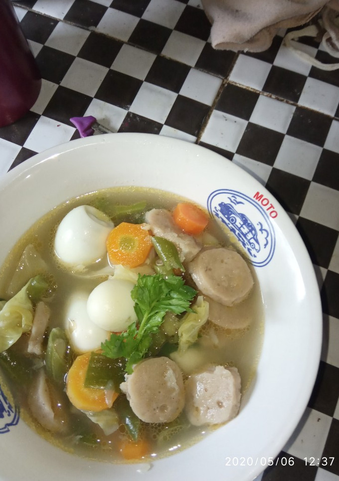 Foto resep Sayur sop baso dan telur puyuh