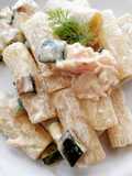 Rigatoni pasta zucchina, salmone e panna