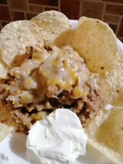 Una foto de Nachos con carne molida