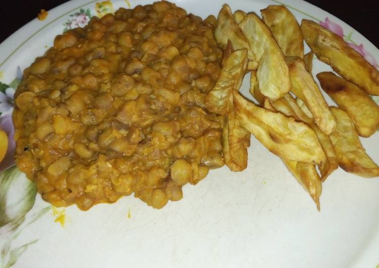 Beans and fried sweet potatoes