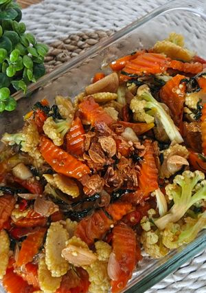 Foto resep Tumis brokoli, jagung, wortel, daun katuk