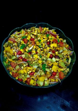 A picture of Moong Sprouts Salad With Smokey Corn.
