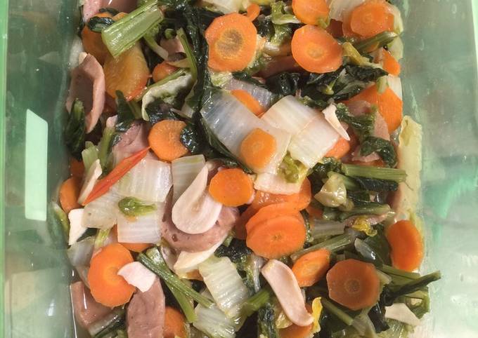 Resep Tumis sawi putih dan bakso yang Enak