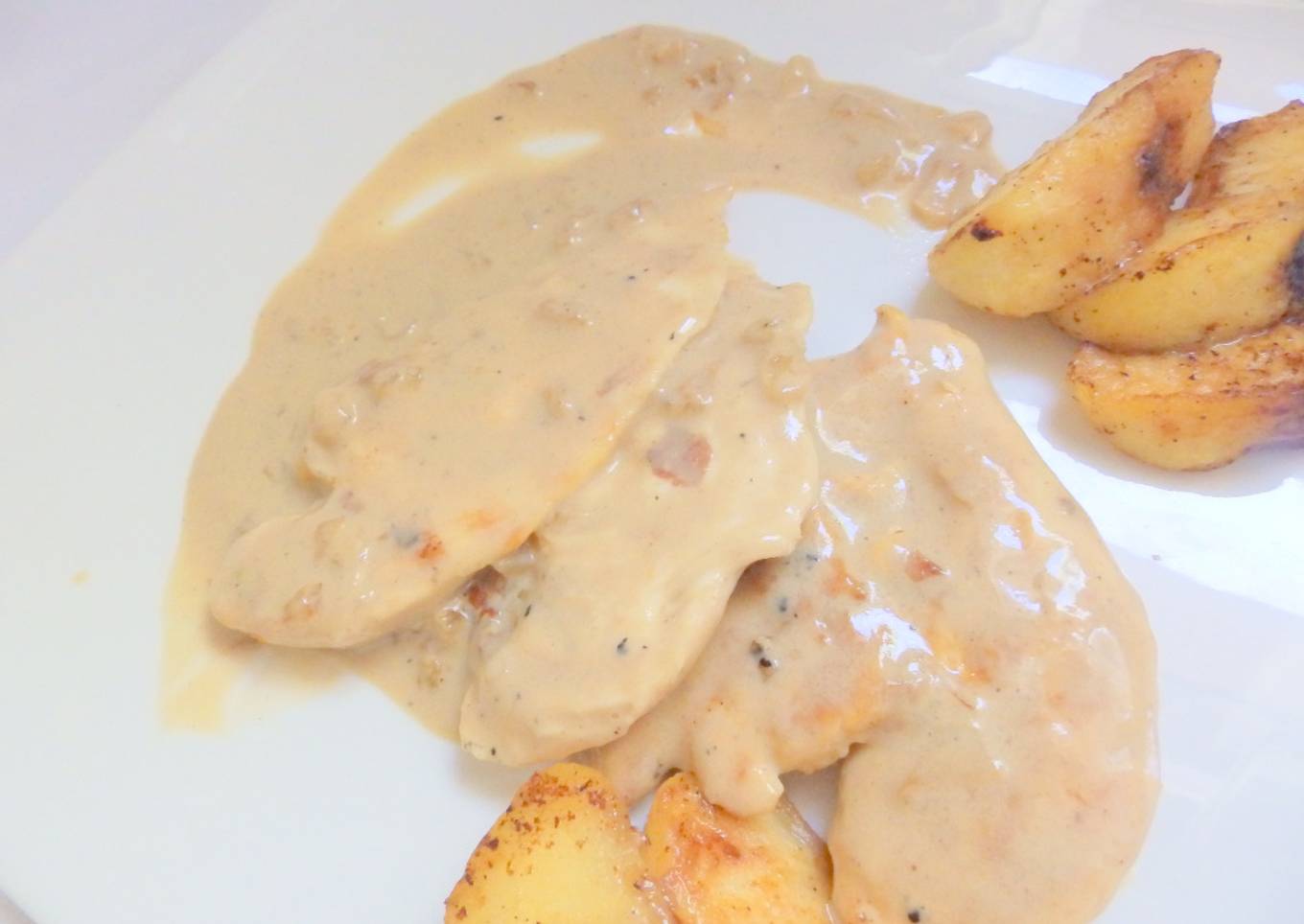 Pollo con manzana y salsa de mostaza