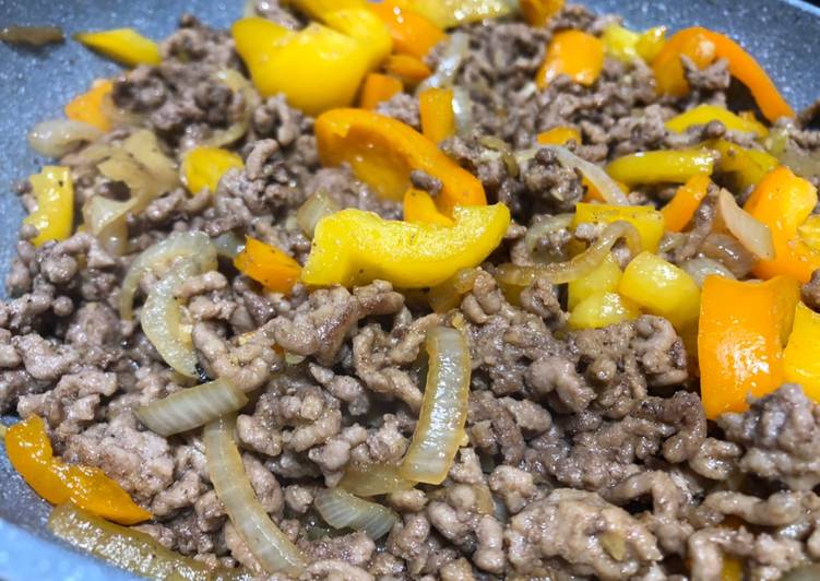 Cara Gampang Menyiapkan Tumis daging kambing giling dengan paprika, Sempurna