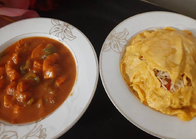 Chicken jalfrezi with vegetable fried rice