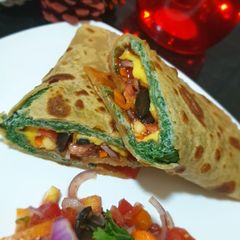 A picture of Egg Paratha Salad Roll.