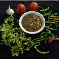 Tomato coriander leaves chutney A picture of Tomato coriander leaves chutney.