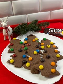 Фото Печенье «Ёлочка» с m&m's.