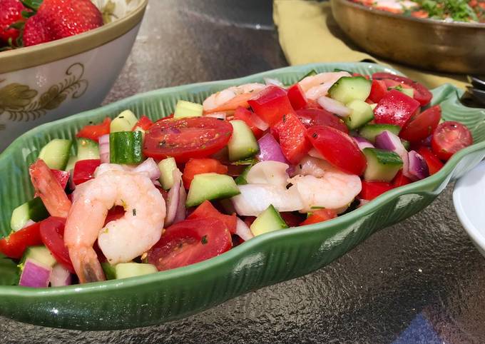 Recipe of Quick Fresh & Easy Shrimp Salad with Lemon, Red Wine Vinegar, & Dill Dressing