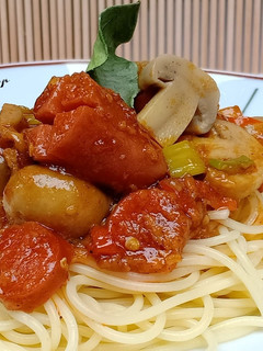 Foto resep Spaghetti Jamur Pedas Manis