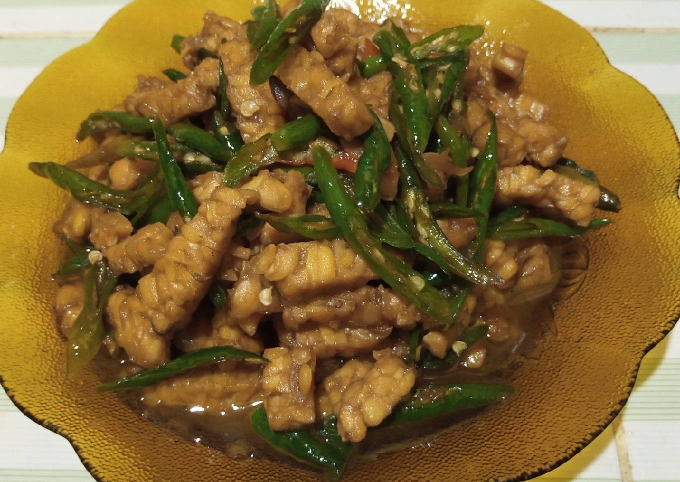 Tumis tempe teriyaki cabe ijo