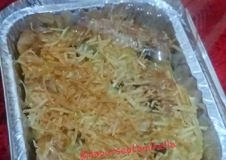 Banana bread puding in milkbath