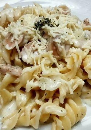 Foto resep Fusilli Carbonara Simple No egg