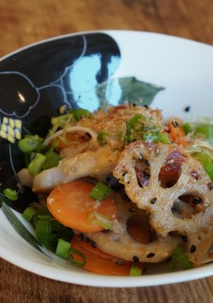A picture of Shio Koji Lotus Root - Japanese #vegan.