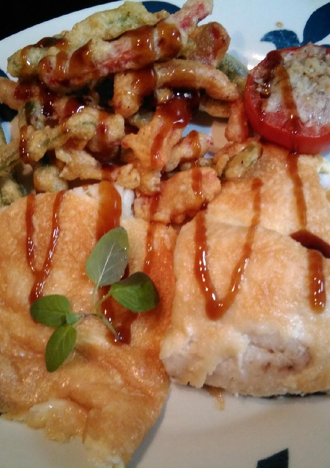 Una foto de Bacalao con Muselina gratinado y Verduritas a la Romana