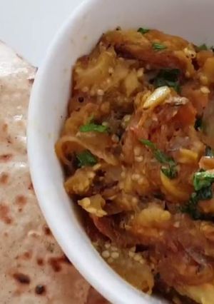 A picture of Baigan Bharta.