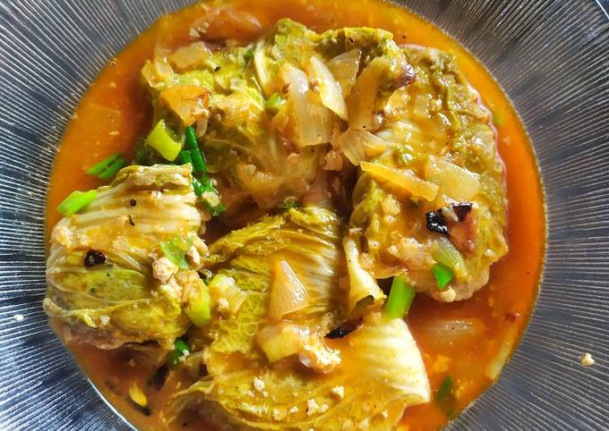 Resep Sawi gulung ayam kuah capcay Resep Sawi gulung ayam kuah capcay