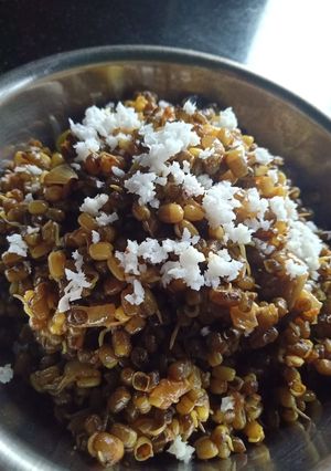 A picture of Mooga chi Usal( Sprouted green moong sabji.