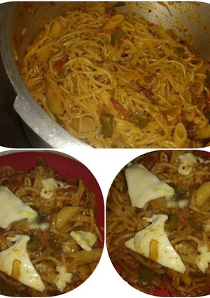 A picture of Pasta noodles and cheese butter mix.