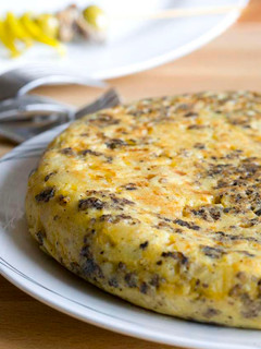 A picture of Spanish Omelette with Burgos Blood Sausage.