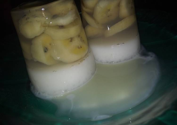 Bahan Pudding Pisang Kaca Beralas Susu | Cara Masak Pudding Pisang Kaca Beralas Susu Yang Sempurna