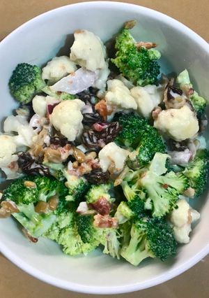 A picture of Broccoli, Cauliflower Salad.