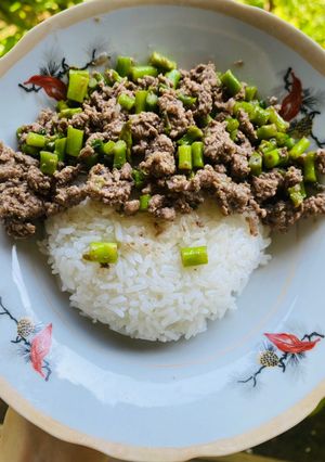 Hình của món Thịt bò xào măng tây cho bé.