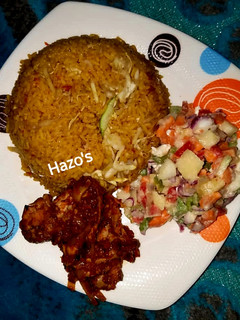 A picture of Cinnamon Fried Rice With Potato Salad.
