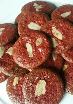 Foto resep Almond Cookies Red Velvet (Putih Telur Tanpa butter/ margarin)