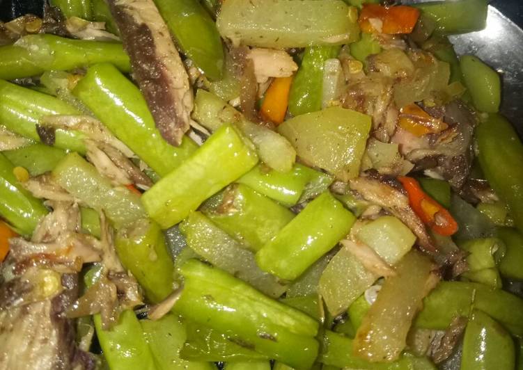 Bumbu meracik Tumis buncis labu siam+ tongkol suir, Enak