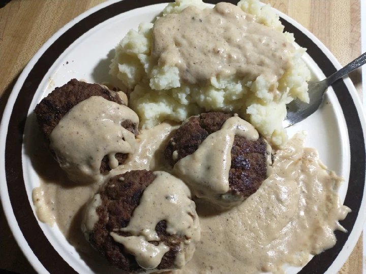 Easy Steps Prepare Recipes Gravy smothered hamburgers and mashed potatoes the Perfect Tasty.